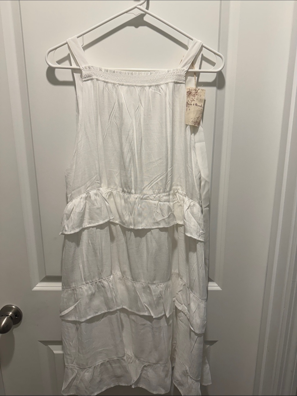 White Tiered Sleeveless Summer Dress